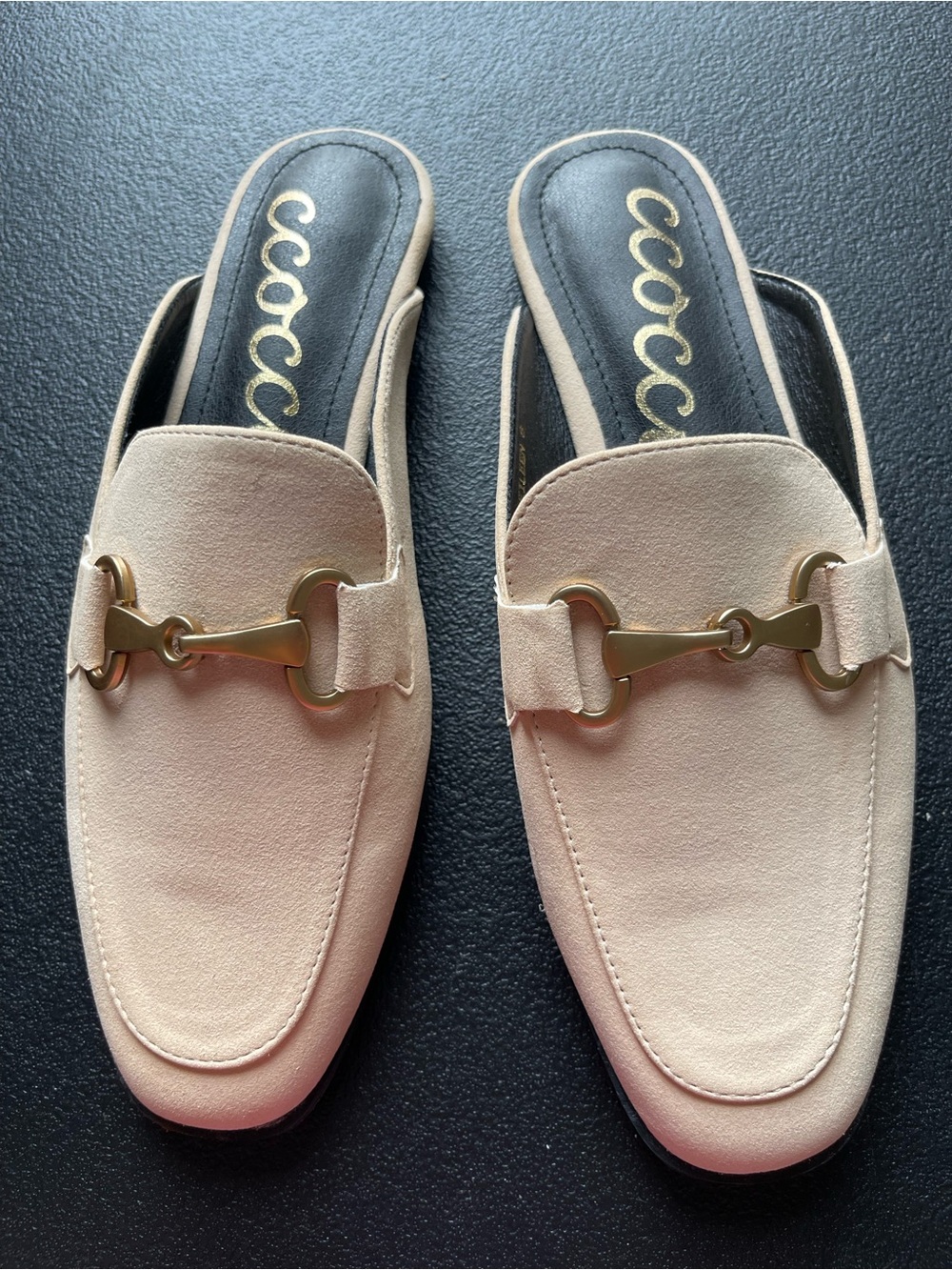 CCOCCI Cream Slip-On Mule with Gold Horsebit